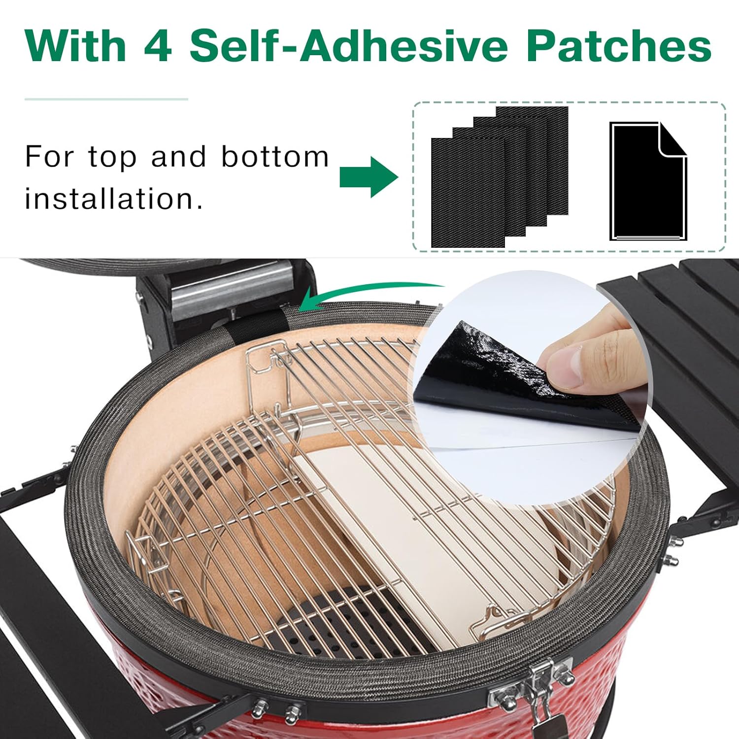 Kit de juntas de malla de alambre de 150+10 pulgadas para Kamado Joe Grill Classic High Temp Fibra de vidrio Kit de reemplazo para grandes huevos