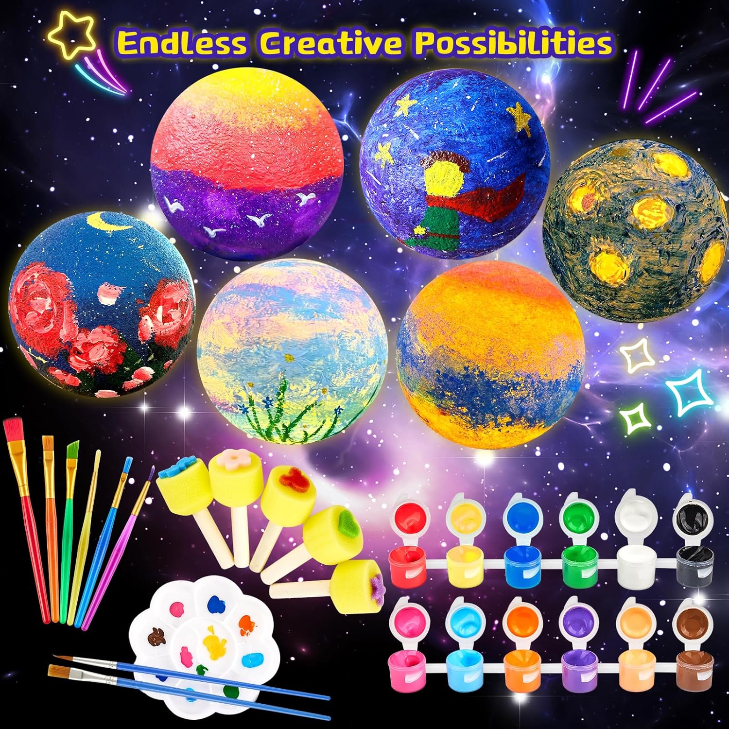Kit de lámpara de luna para pintar tu propia luna, suministros de arte, kit de manualidades para niños de 9 a 12 años, artes y manualidades para