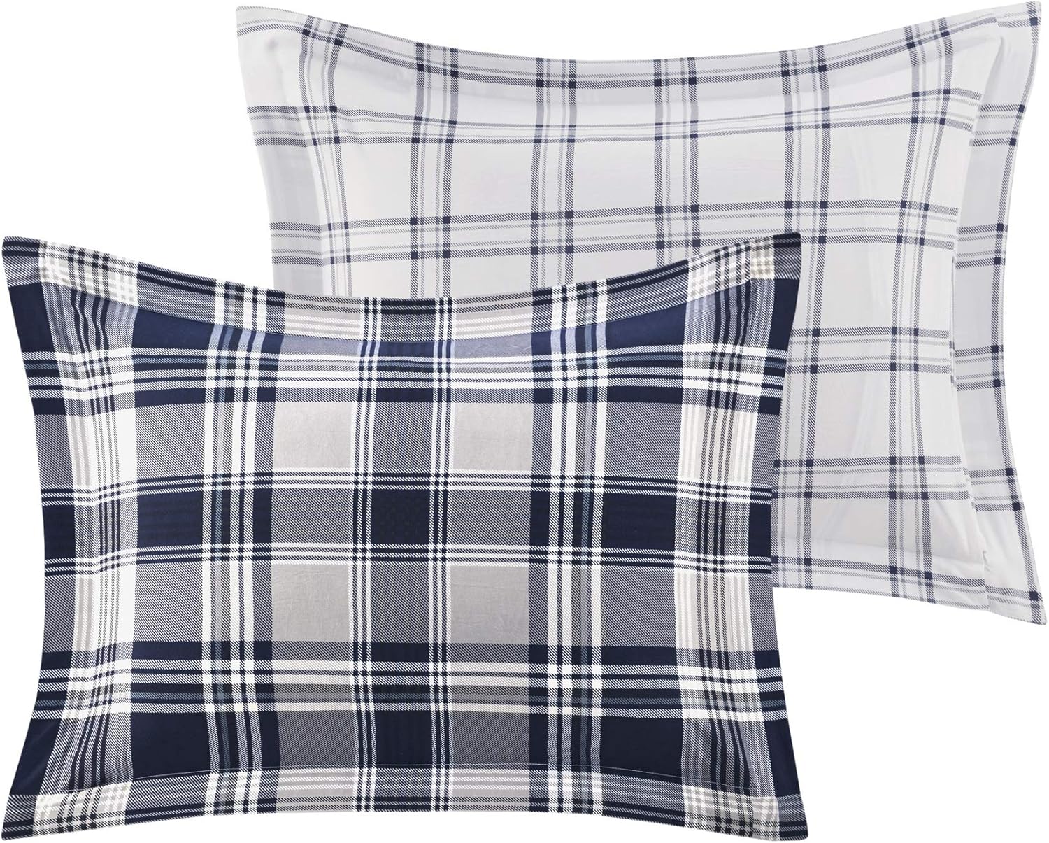 Madison Park Essentials Cozy Bed in A Bag – Edredón reversible con juego de sábanas completo, diseño casual de cabaña a cuadros, funda para todas