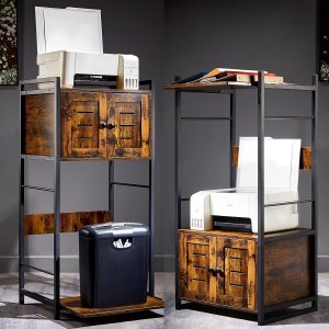 Soporte para impresora, soporte de impresora grande (20 x 16 x 43 pulgadas), soporte de impresora de 3 niveles con almacenamiento, mesa de impresora Soporte para impresora, soporte de impresora grande (20 x 16 x 43 pulgadas), soporte de impresora de 3 niveles con almacenamiento, mesa de impresora