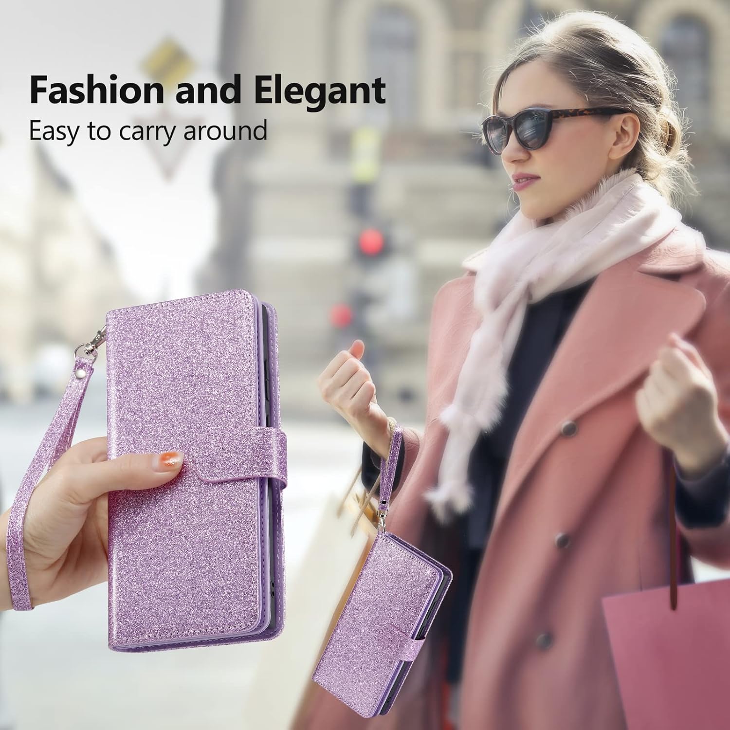 Varikke Funda tipo cartera para iPhone 11 Pro Max, funda magnética desmontable para mujer con tarjetero y soporte y correa para la muñeca, se adapta