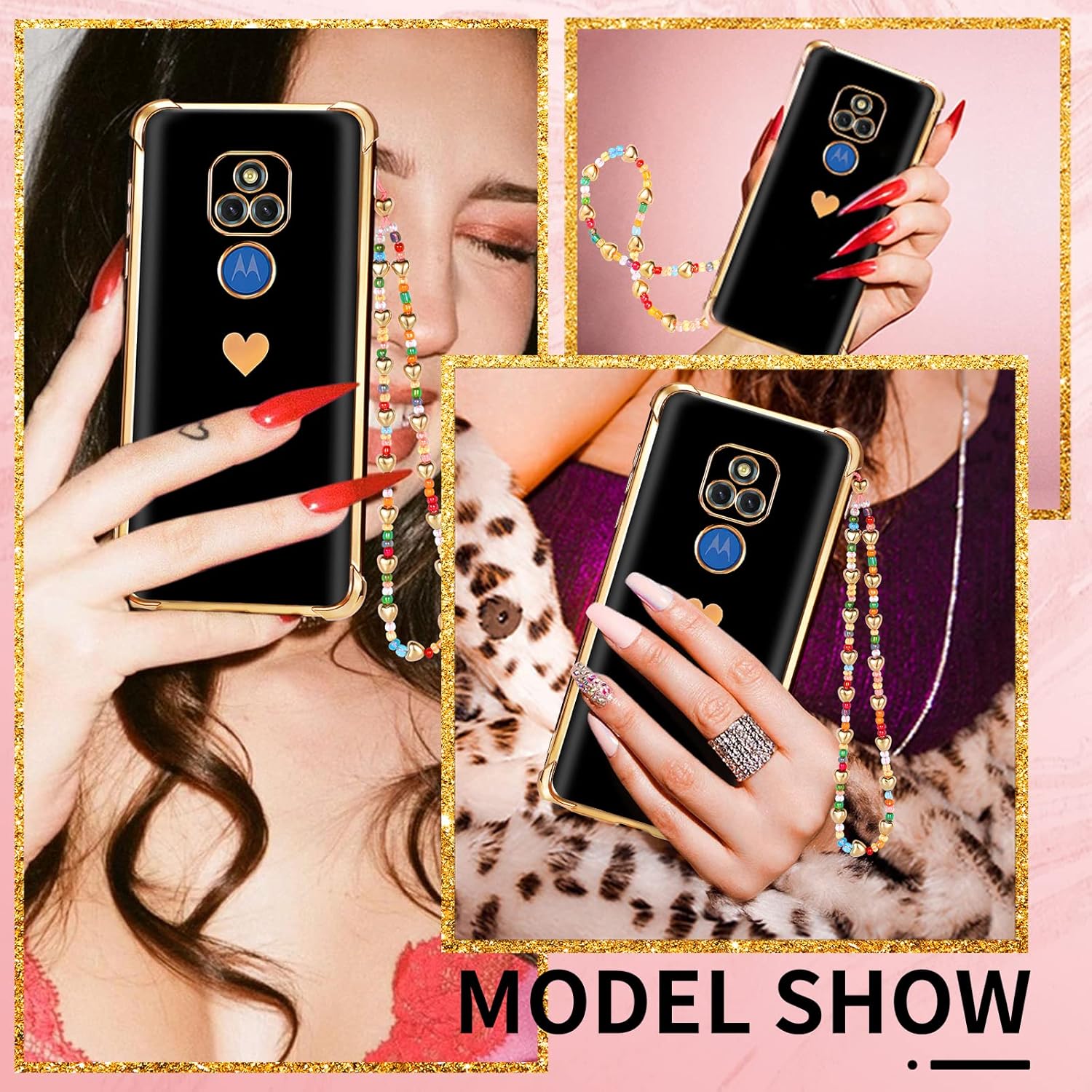 Shorogyt Funda de corazón para Motorola Moto G Play 2021 de 6.5 pulgadas para mujer, bonito diseño estético de corazones de amor, diseño femenino,