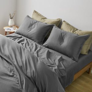 Eikei Juego de sábanas de lujo de 400 hilos de algodón egipcio de fibra larga, tejido de satén transpirable, sedoso, suave, Pima Premium (carbón, Eikei Juego de sábanas de lujo de 400 hilos de algodón egipcio de fibra larga, tejido de satén transpirable, sedoso, suave, Pima Premium (carbón,