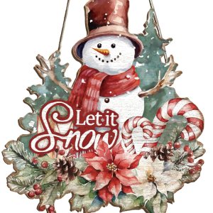 Let It Snow – Letrero de puerta de muñeco de nieve de invierno, decoración de puerta de bienvenida de invierno, corona de pared, letrero para colgar Let It Snow – Letrero de puerta de muñeco de nieve de invierno, decoración de puerta de bienvenida de invierno, corona de pared, letrero para colgar