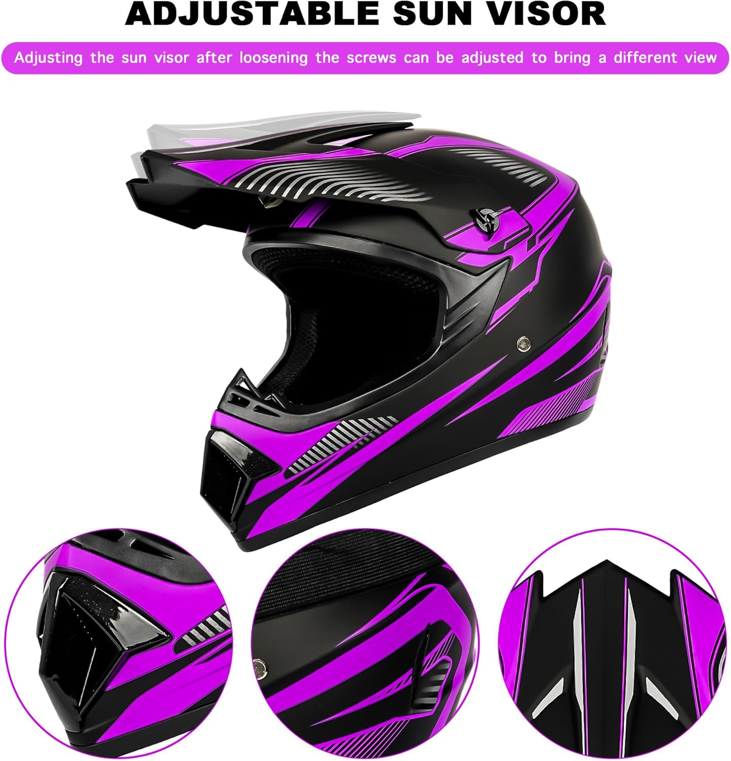 Yesmotor Casco de motocross para niños y jóvenes, casco de cara completa para motocicleta, motocross, todoterreno, bicicleta de montaña, BMX MX ATV