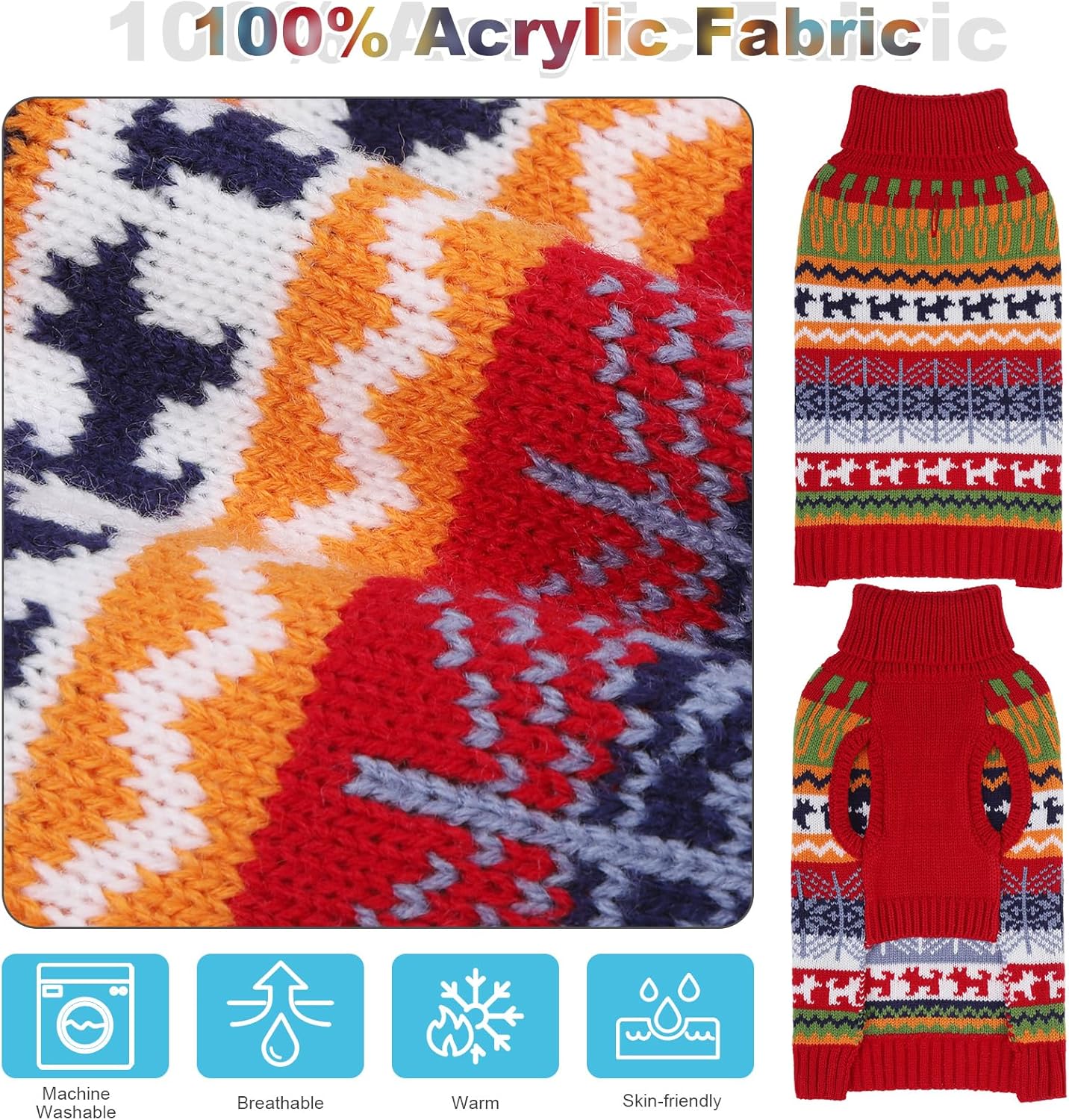 Mihachi Suéter para perro – Abrigo de invierno Ropa con rayas coloridas para clima frío
