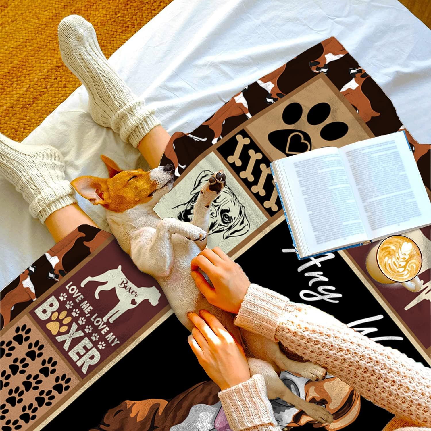 Manta tipo bóxer con estampado de perro, manta de forro polar para perro, manta lavable, regalos para mujeres, regalos temáticos para perros, regalo