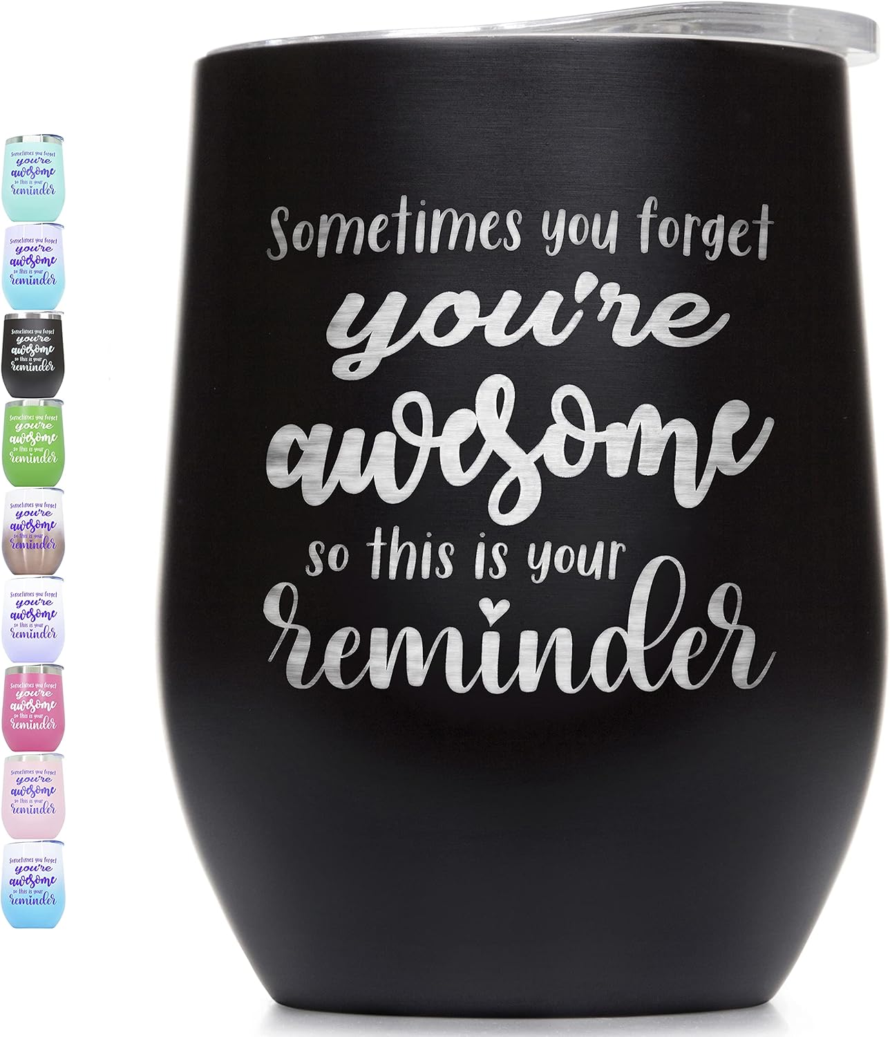 Vaso de vino con texto en inglés “You’re Awesome Thouse” con frases para mujeres, agradecimiento, regalos inspiradores para ella, divertida Navidad,