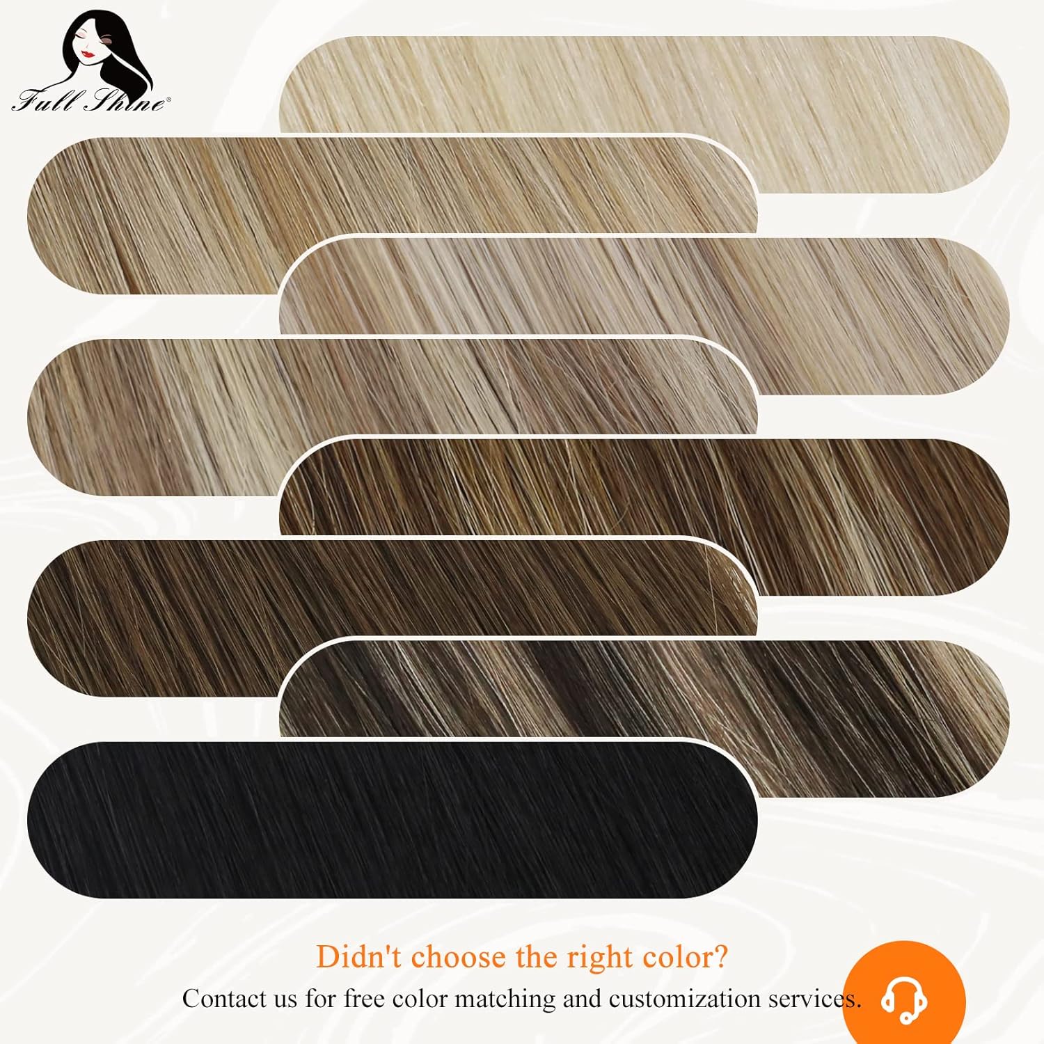 Full Shine – Extensiones adhesivas de cabello humano de 20 pulgadas, extensiones de cabello con cinta invisible, color 1000 rubio hielo, sin
