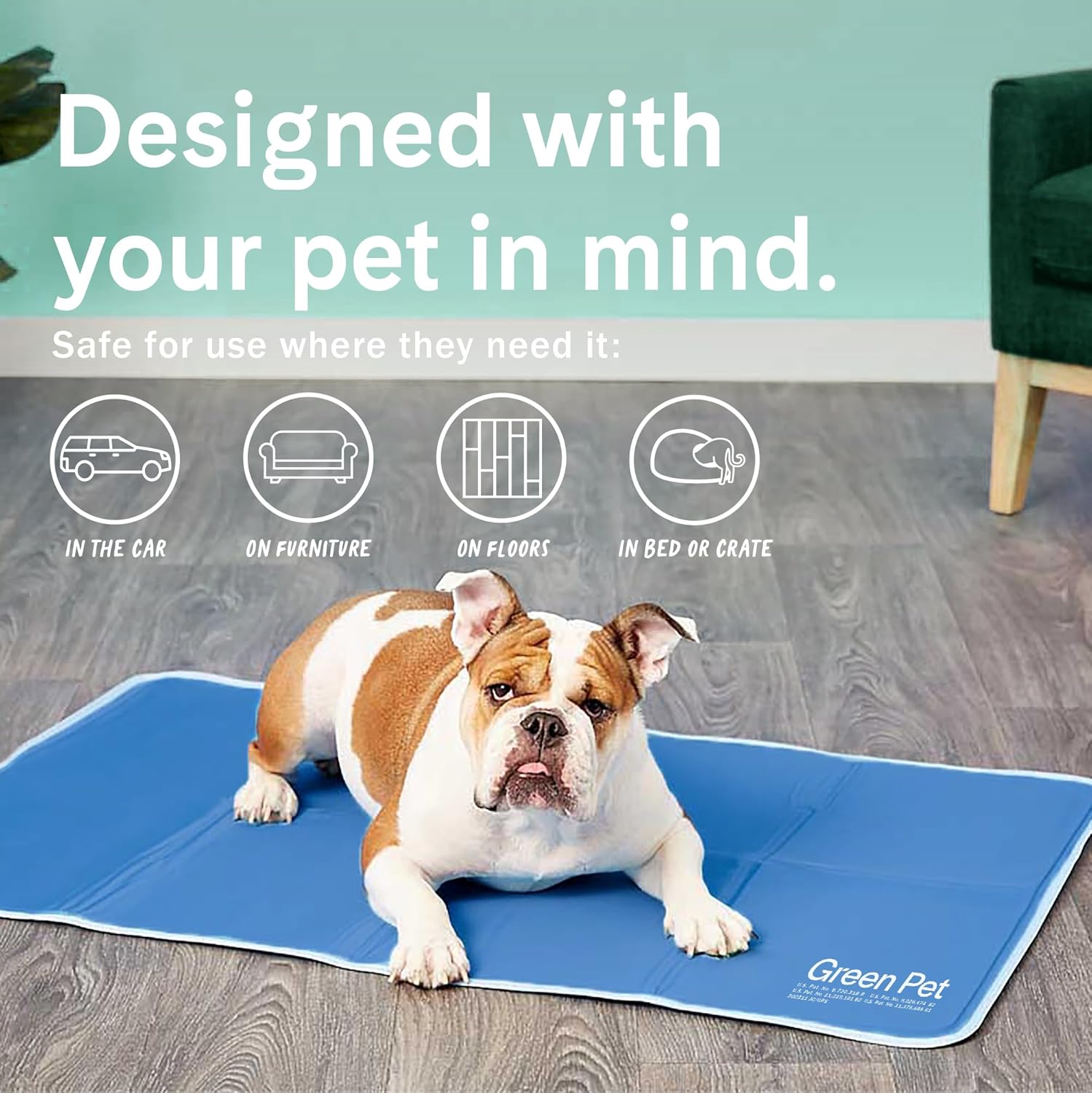 The Green Pet Shop almohadilla de enfriamiento para mascotas, esta colchoneta ayuda a prevenir sobrecalentamiento y deshidratación, enfría y calma a