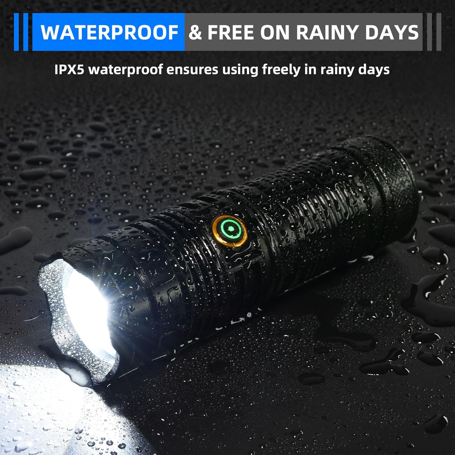DARKBEAM Linterna LED de alto lúmenes 950000LM súper brillante, linterna táctica de emergencia recargable USB-C potentes, luz de flash enfocable de