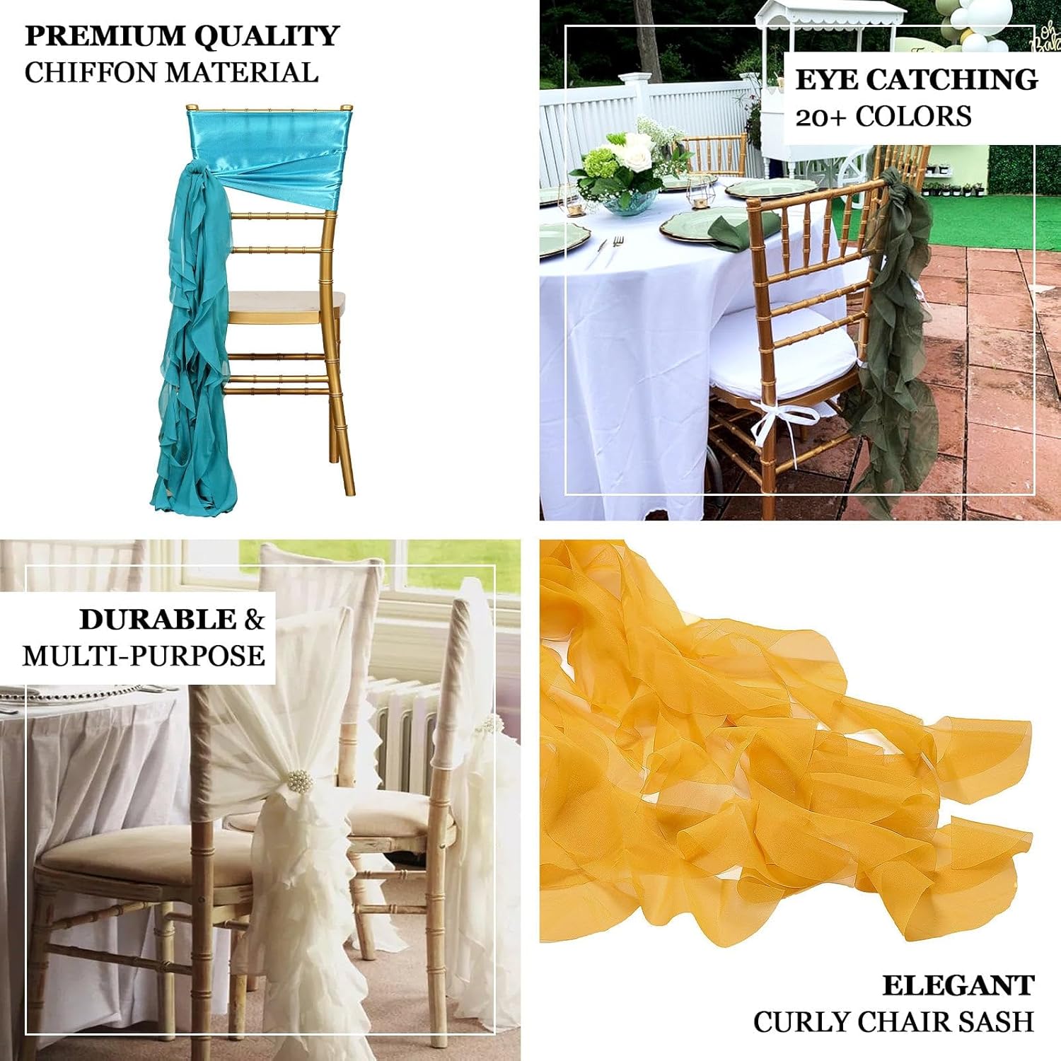 Efavormart – Faja de silla rizada de gasa azul polvoriento