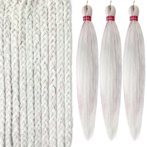 Yuzshuooxin Pelo trenzado de oropel blanco crema preestirado de 26 pulgadas, extensiones de cabello trenzado Kanekalon, 3 paquetes de cabello de Yuzshuooxin Pelo trenzado de oropel blanco crema preestirado de 26 pulgadas, extensiones de cabello trenzado Kanekalon, 3 paquetes de cabello de