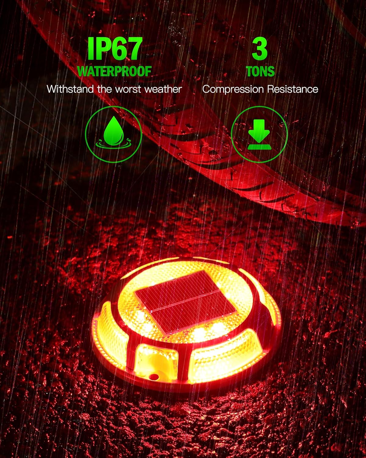 Luces solares para entrada de vehículos, impermeables, paquete de 12, 2 colores en 1, luces LED solares para exteriores, luces solares para paseo,