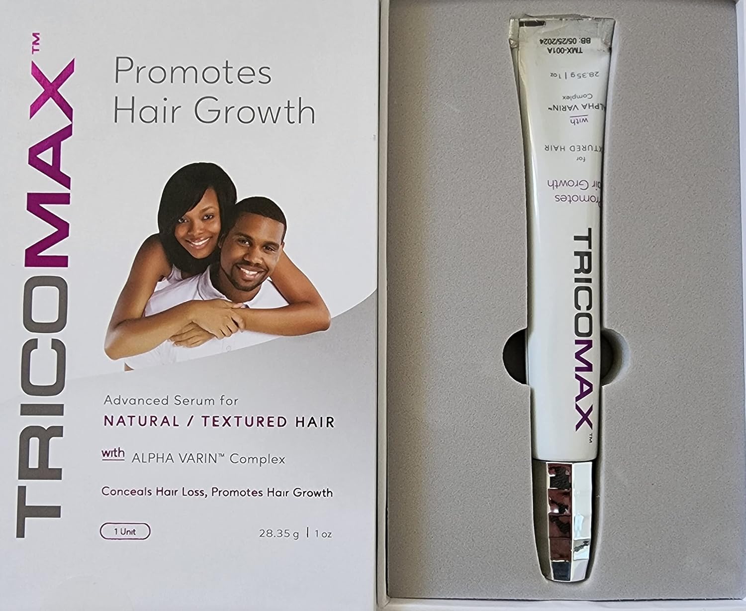 Tricomax Suero de crecimiento para cabello texturizado 1 oz – Complejo ALPHA VARIN con extracto de cáñamo curativo – Promueve el crecimiento y el