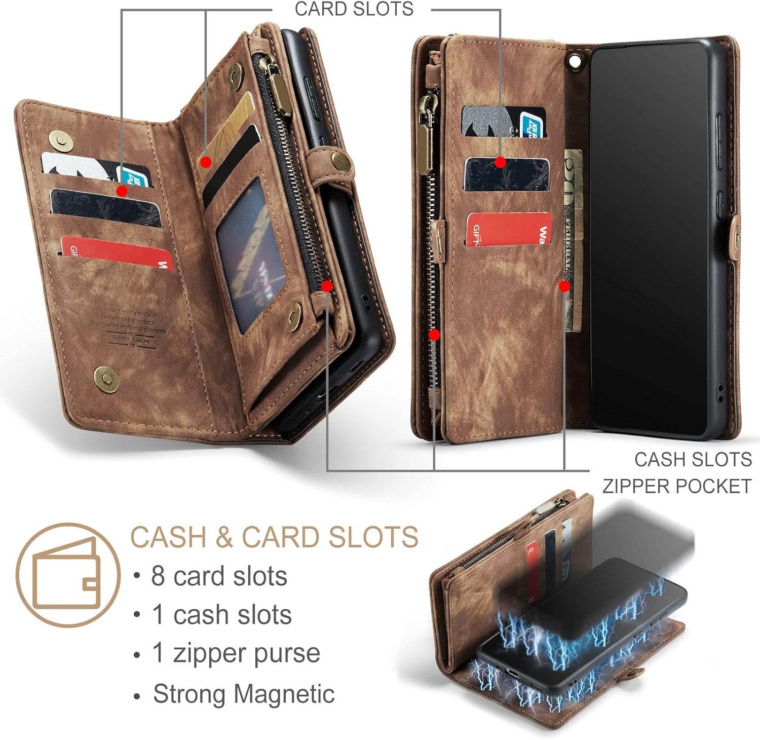 Asuwish Funda de teléfono para Samsung Galaxy S20 Ultra Glaxay S20ultra 5G con cremallera, protector de pantalla de vidrio templado y tarjetero
