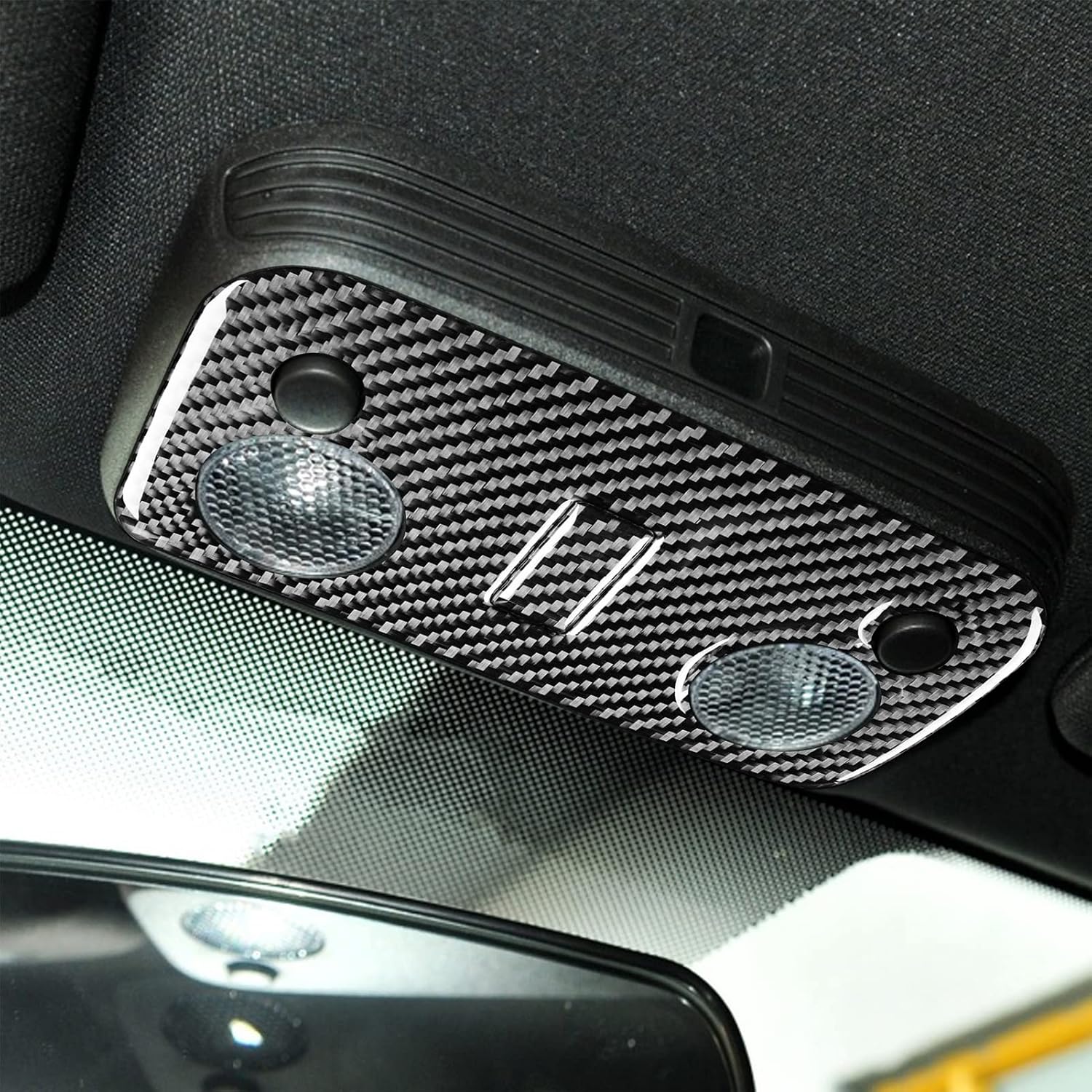 Real Premium – Adhesivos de fibra de carbono para panel de luz de lectura de automóvil, ajuste interior, compatible con Ford Mustang GT Shelby 2005