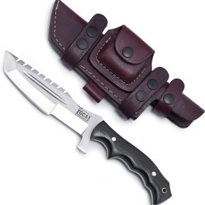 GCS – Cuchillo de caza hecho a mano D2, cuchillo de caza de acero G10, cuchillo de hoja fija, mano derecha, Scout, llevar funda de piel de búfalo y GCS – Cuchillo de caza hecho a mano D2, cuchillo de caza de acero G10, cuchillo de hoja fija, mano derecha, Scout, llevar funda de piel de búfalo y