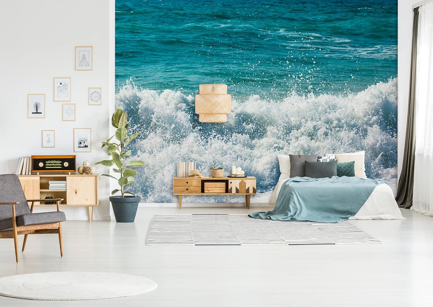 3D Ocean Waves A1094 Wall Paper Print Decal Deco Wall Mural Self-Adhesive Wallpaper AJ US Amy 2023 July (Wovenpaper No Glue, 82x58208x146cm(WxH))