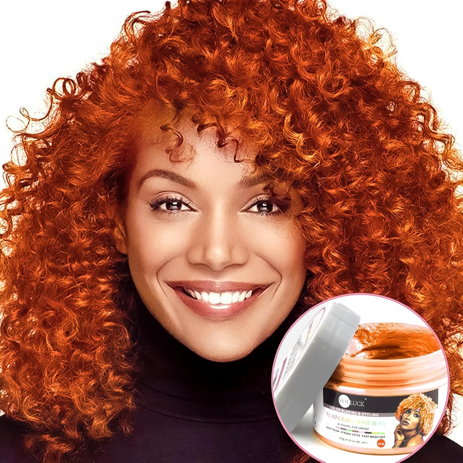 VOLLUCK Cera de color temporal para el cabello, tinte para el cabello, color naranja, para fiestas, cosplay, Halloween, Navidad, 4.23 onzas (naranja)