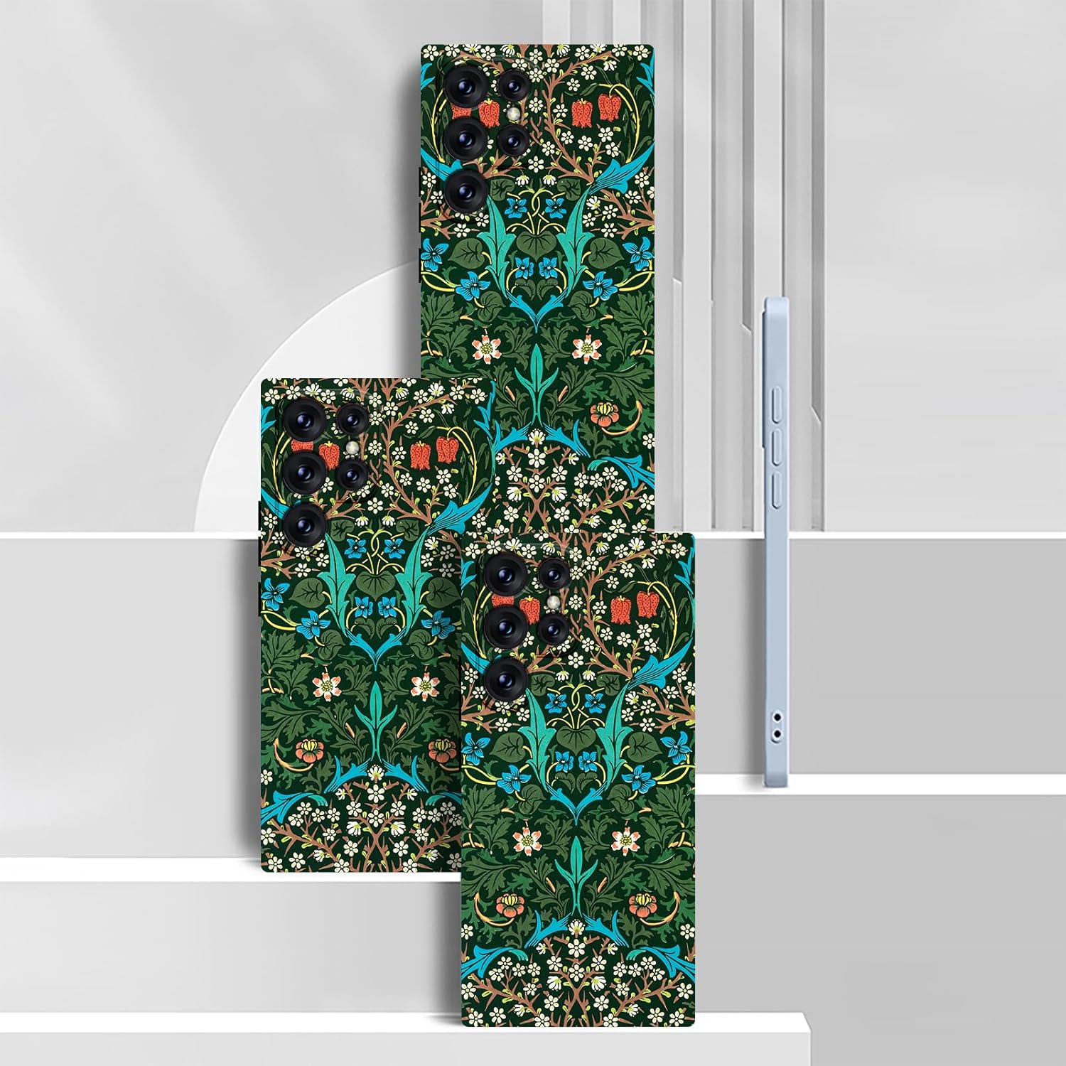 MURLEBAY Funda para Samsung Galaxy S22 Ultra, funda protectora delgada de TPU suave para teléfono con diseño de flores y plantas de flores