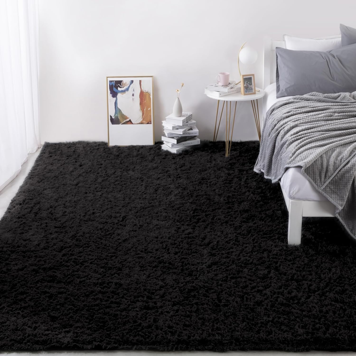 HOMBYS Alfombra lanuda de 9 x 12 pies, alfombra de felpa ultra mullida de piel sintética grande para sala de estar, dormitorio, alfombra mullida