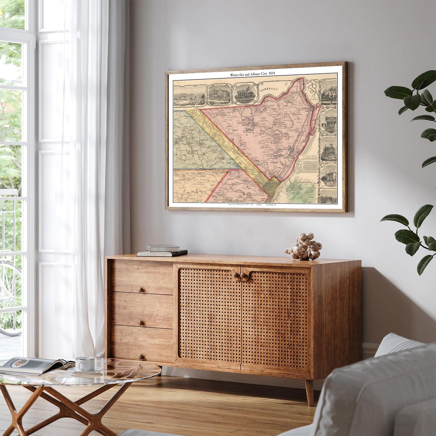Póster de mapa histórico de Albany Watervleit 1854 New York Shakers Tivoli Hollow Boght Albany Co. TM  11×17, 12×18, 16×24, 24×36, arte de pared