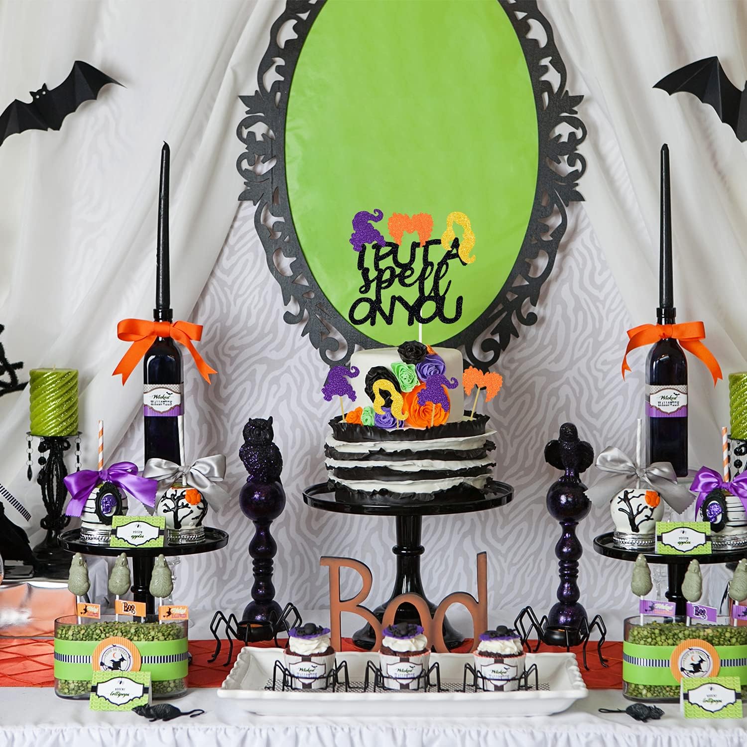 Decoración para tartas de Halloween con texto en inglés “I Put A Spell On You”, decoración de fiesta de Halloween, hocus para magdalenas,
