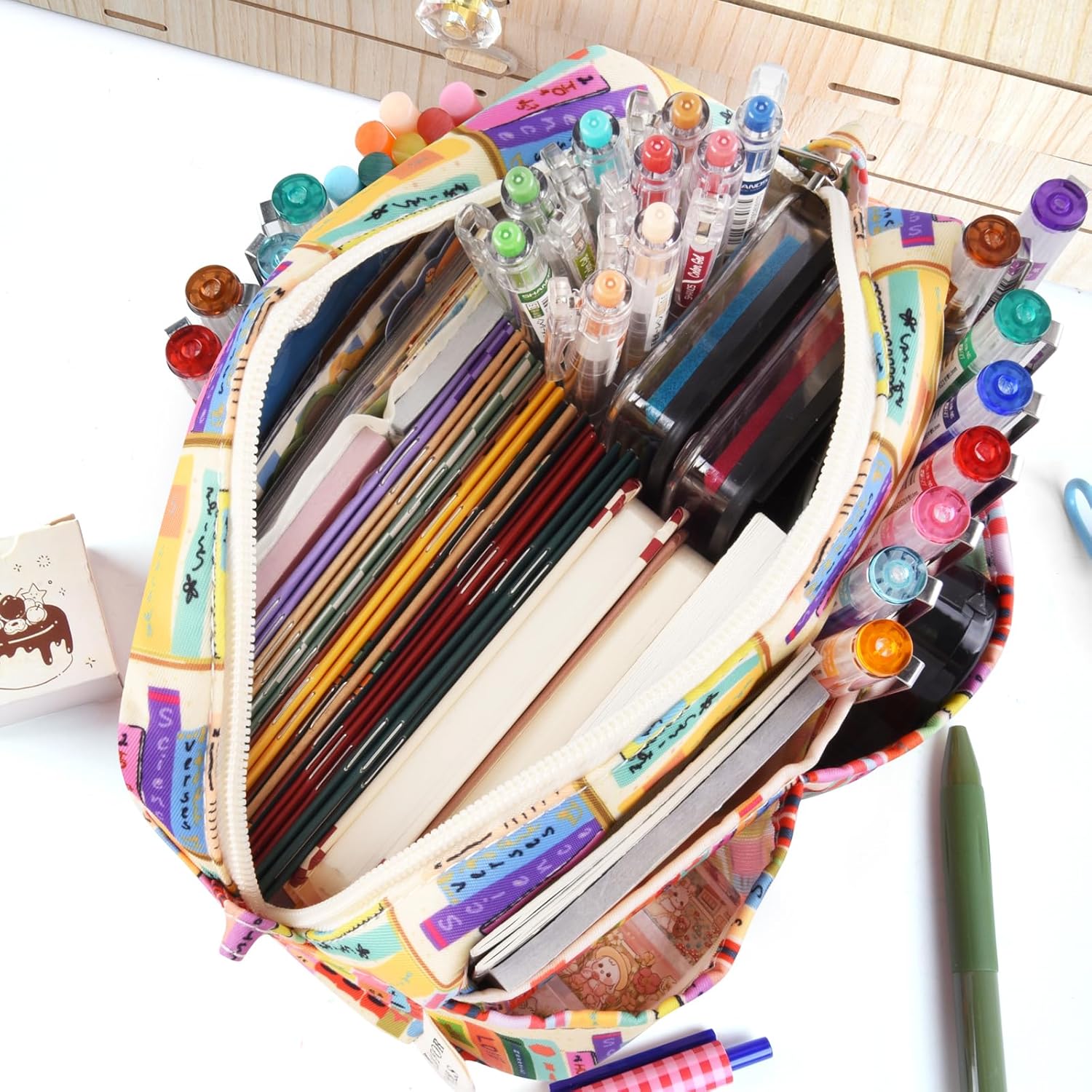 qianshan Organizador multifuncional para cartera, bolsa de viaje impermeable con cremallera, estuche de almacenamiento de suministros de diario