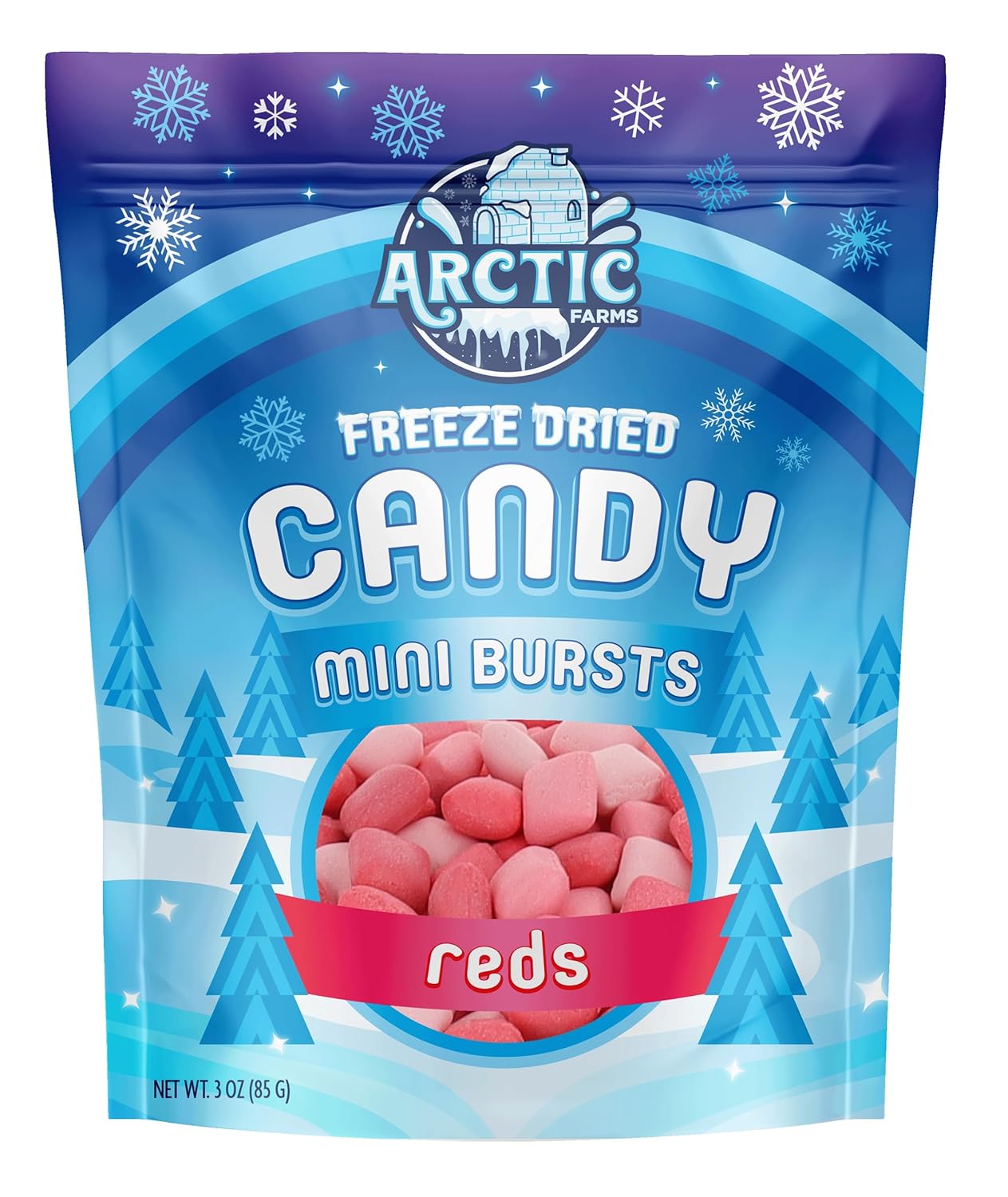Arctic Farms Caramelos liofilizados Mini Burst Almohadas Caramelos (rojo favorito)
