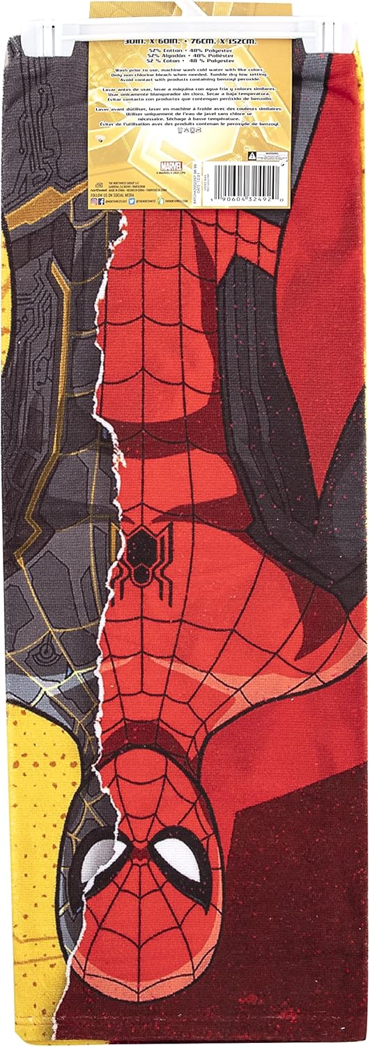 Northwest Toalla de playa Spider-Man, 30 x 60 pulgadas, rojo dorado Rip