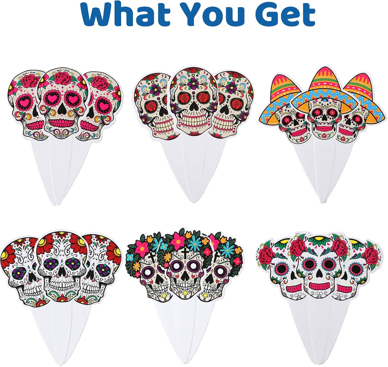 Juego de 24 piezas de decoración de pastel Día de los Muertos, decoración de fiesta de cumpleaños, suministros de decoración de calavera de azúcar,