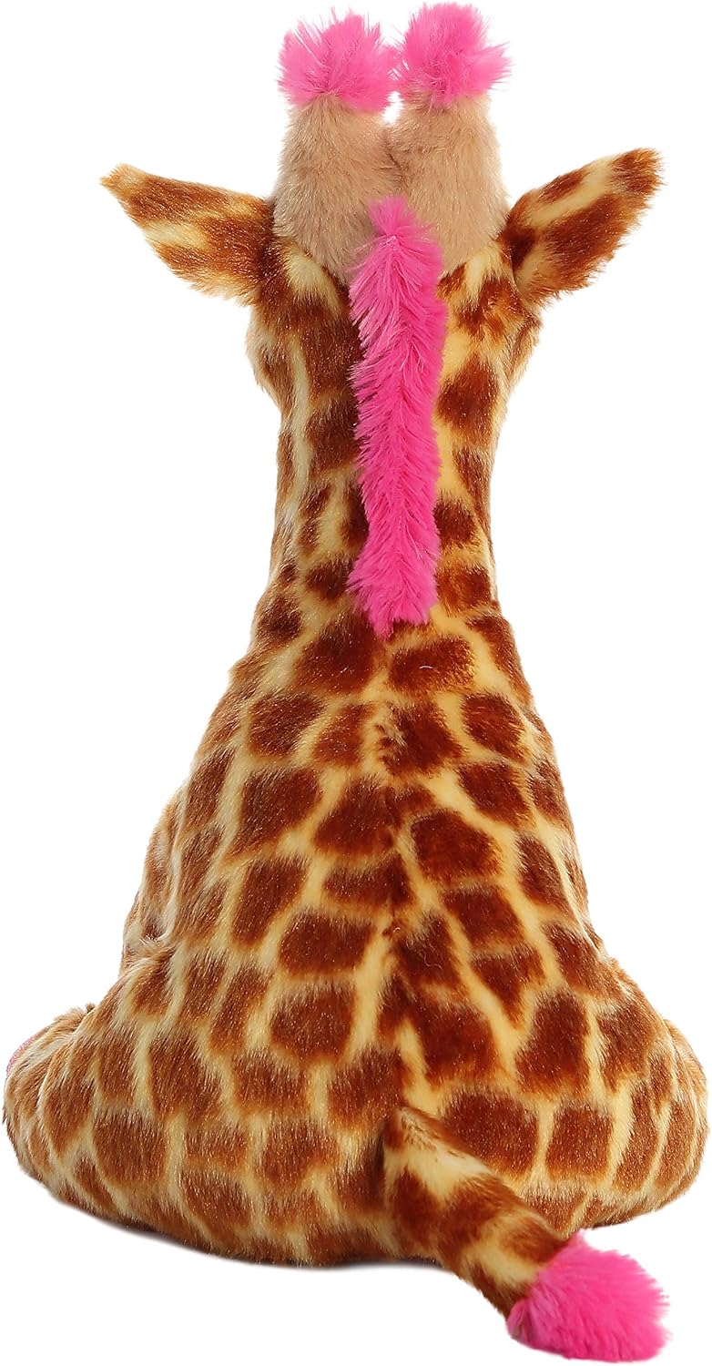 Aurora Huggable Destination Nation – Animal de peluche de jirafa – Exploración global – Diversión de aprendizaje – rosa de 12 pulgadas