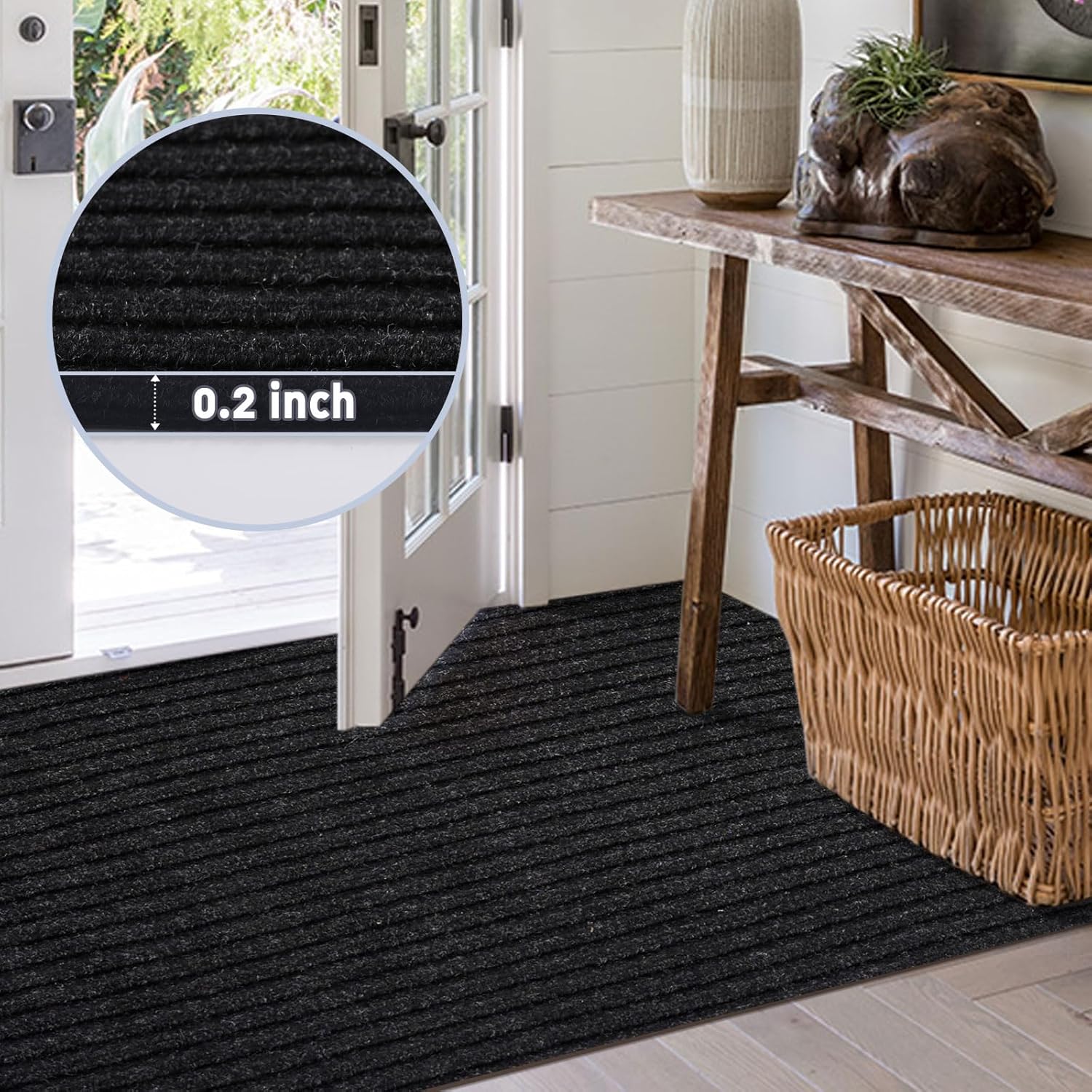 Alfombra de pasillo de 2 x 5 pies, para interiores y exteriores, alfombras de pasillo con respaldo de goma antideslizante, tapete de puerta de