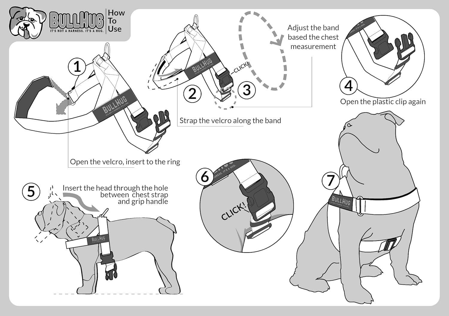 BULLHUG Arnés  Hecho para perros de pecho más grande como bulldogs ingleses, bulldogs franceses, pugs y más. Evita que los perros tiren y se
