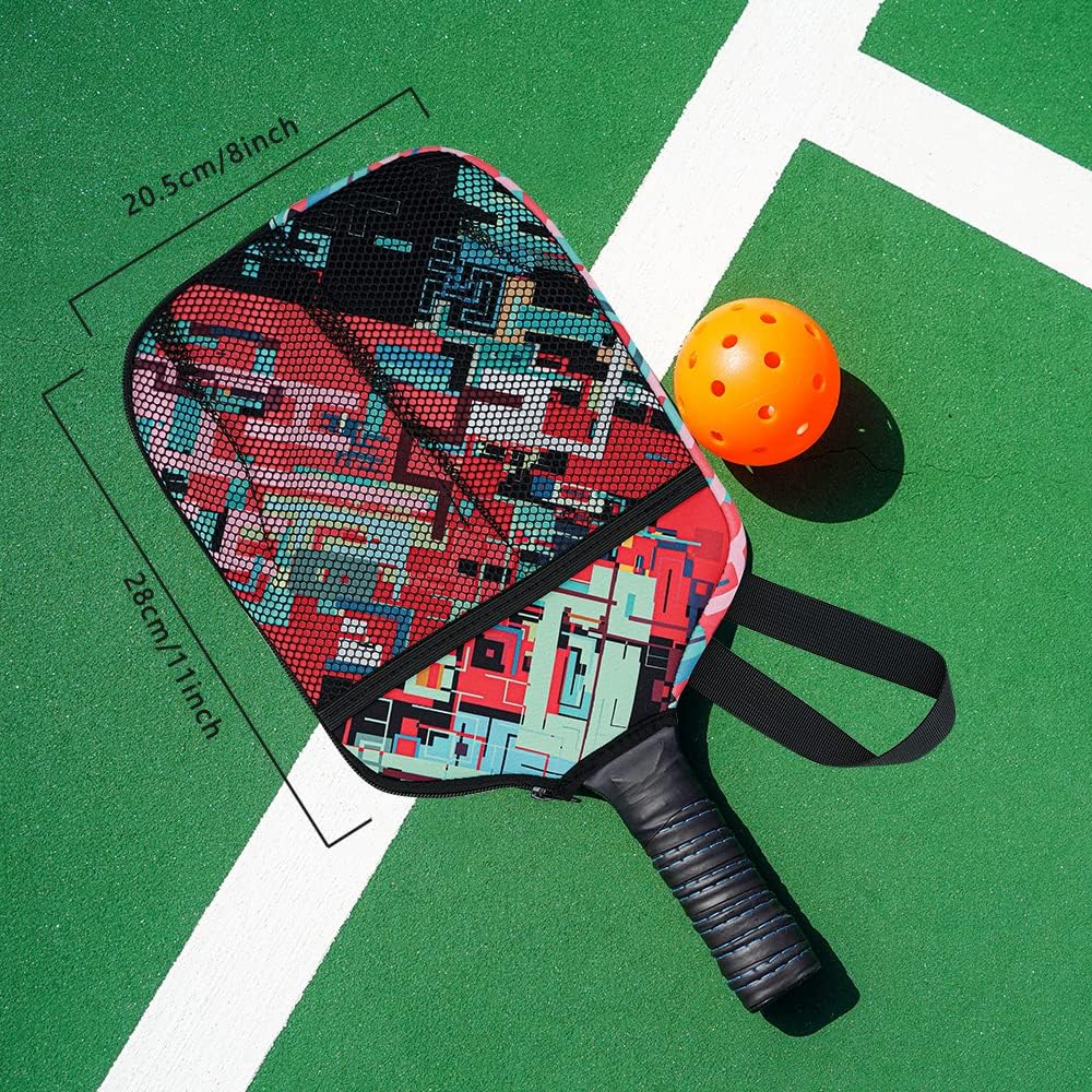 Pickleball Paddle Cover Pickleball Racket Sleeve Bag with Handle Strap Pickle-Ball Equipment Protective Paddle Sleeve with Mesh Pocket