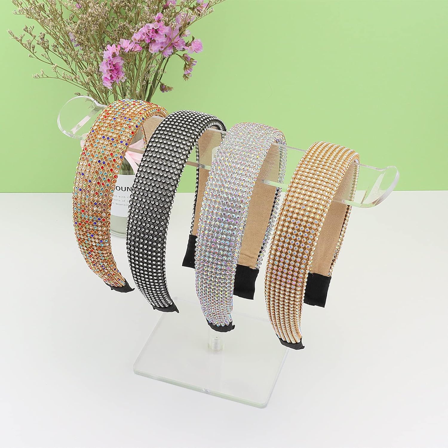 Bigfety Soporte de diadema de acrílico, organizador de accesorios para el cabello, soporte transparente para niñas