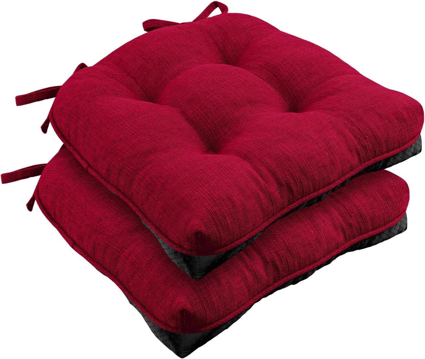 Cojines para sillas de comedor, paquete de 2 unidades, 15.5 x 15.5 pulgadas, cojines para sillas de cocina con lazos y respaldo antideslizante,