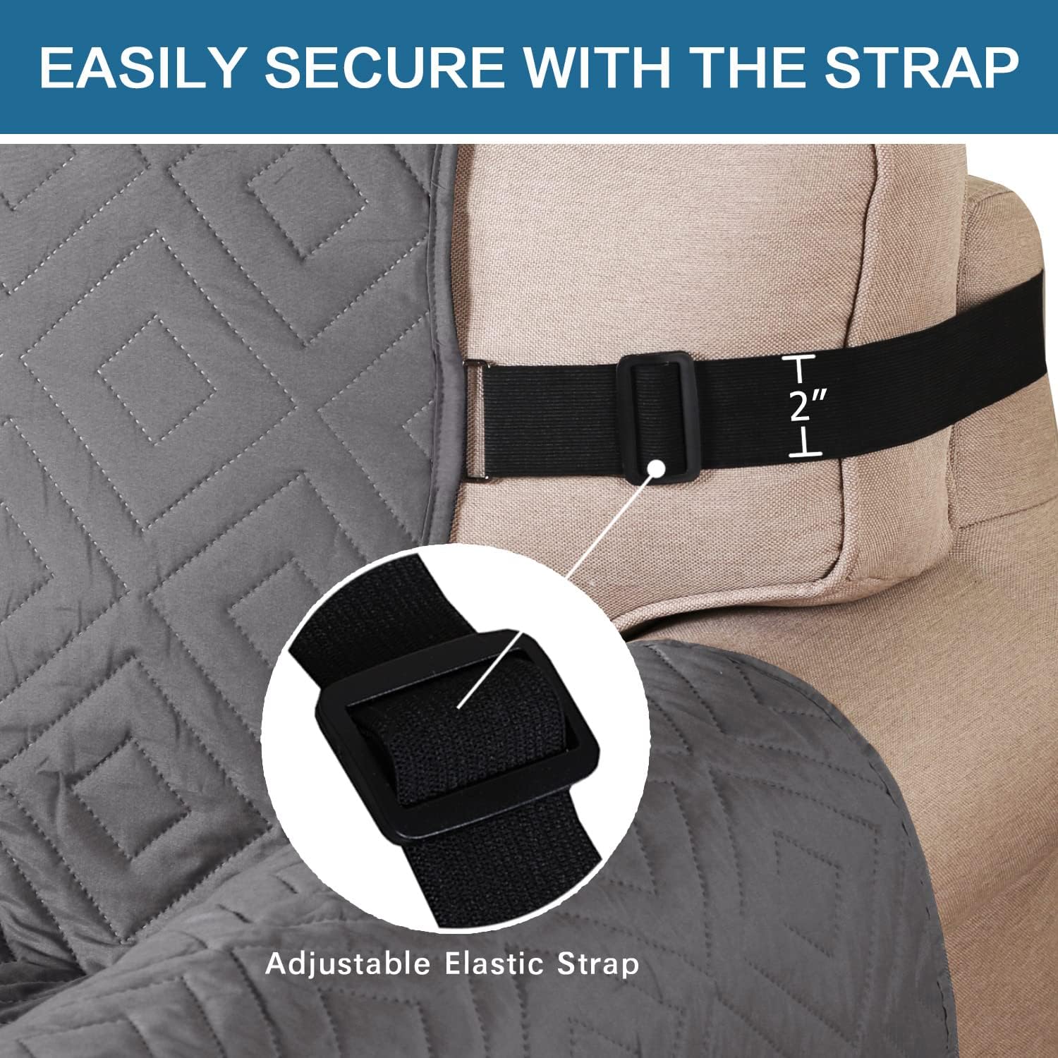 H.VERSAILTEX Funda reversible para silla, protector de muebles antideslizante, resistente al agua, con correas elásticas de 2 pulgadas, para