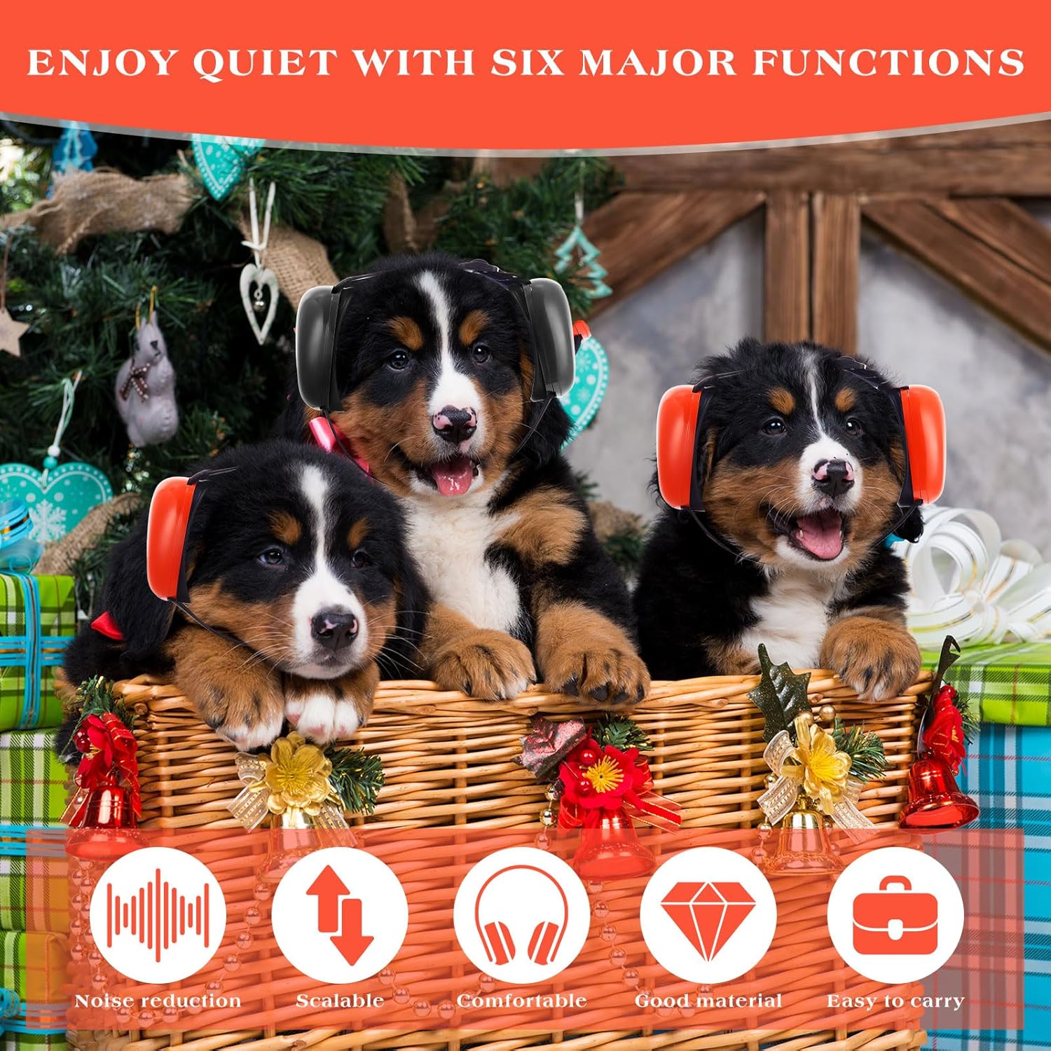 2 orejeras para perro para protección contra el ruido de 25 dB NRR orejeras para perros, auriculares para perros, tapones para los oídos para