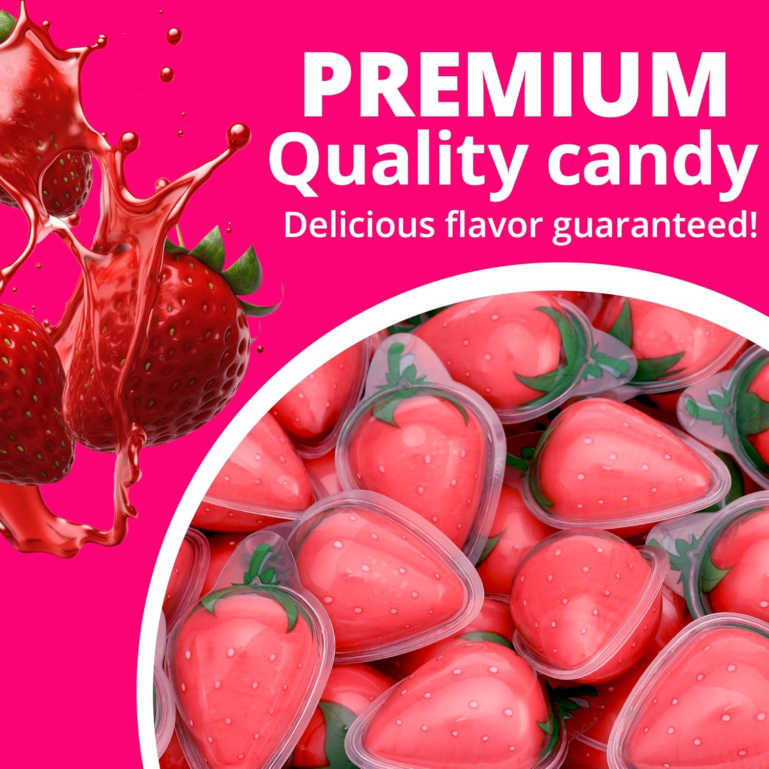 Gummy Candy – Gomitas rellenas de gelatina, caramelos de fresa rellenos de mermelada de fresa real, 5 piezas de caramelos masticables envueltos