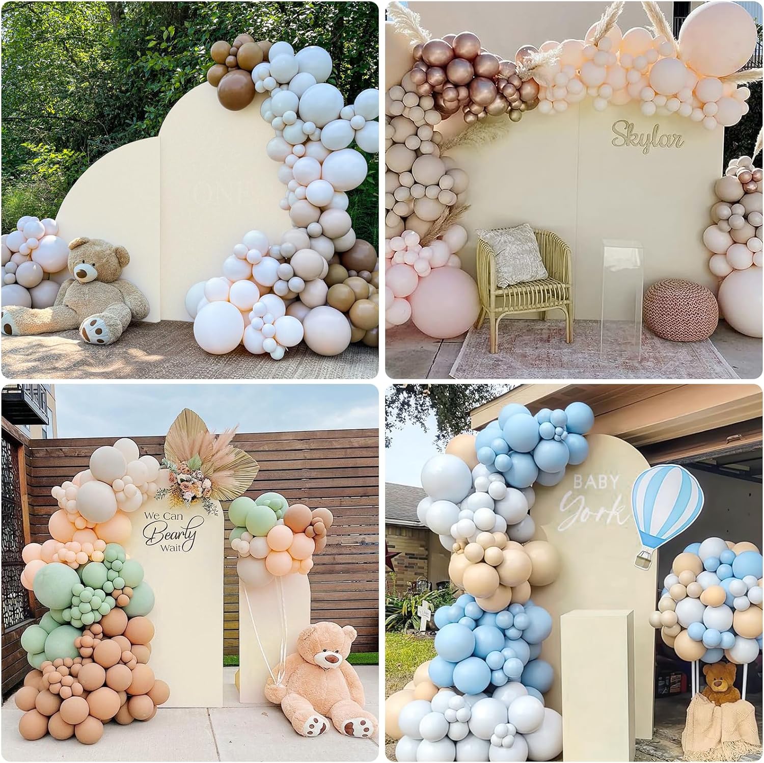 Cubierta de telón de fondo de arco beige  Cubierta de arco de boda beige de elastano para decoración de boda fiesta de cumpleaños (beige, 7.2 x 4