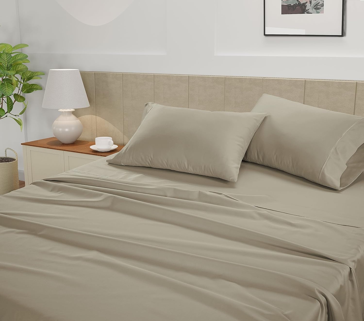 LANE LINEN – Juego de sábanas tamaño Queen, 450 hilos, 100% algodón, refrescantes, suaves y transpirables, con bolsillo profundo, 4 piezas, color