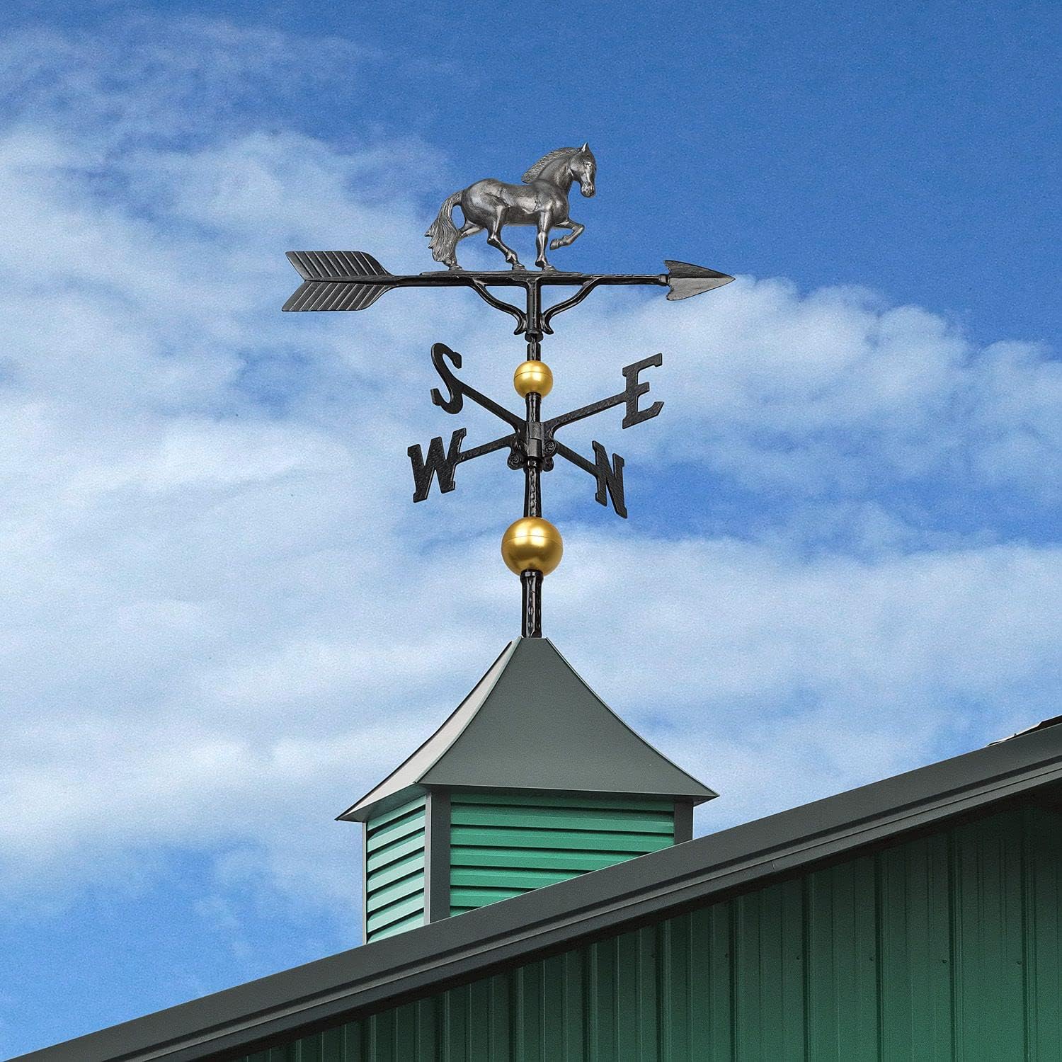 Tienda de números de dirección 32″ Aluminio Deluxe 3D Horse Weathervane 300 Series-Mount Incluido (hierro sueco)