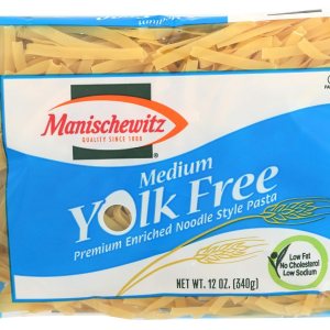 Manischewitz Pasta de fideos premium enriquecida mediana sin yema de 12 onzas (paquete de 3) sin colesterol, 0.28 oz de proteína por porción, baja Manischewitz Pasta de fideos premium enriquecida mediana sin yema de 12 onzas (paquete de 3) sin colesterol, 0.28 oz de proteína por porción, baja