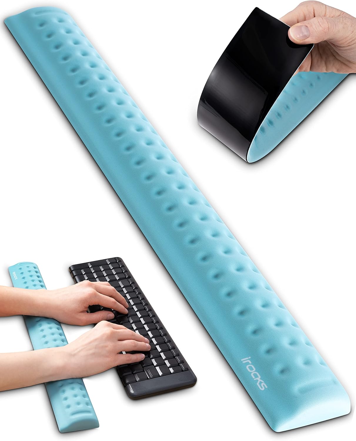 i-Rocks Reposamuñecas para teclado de espuma viscoelástica, reposamuñecas que reduce el dolor para teclado de computadora, base de goma
