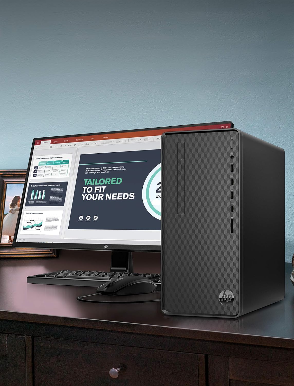 HP Escritorio premium más nuevo, procesador AMD Ryzen 5 5600G, 12 GB de RAM, 512 GB de almacenamiento SSD, Windows 11 Home, rendimiento de alta
