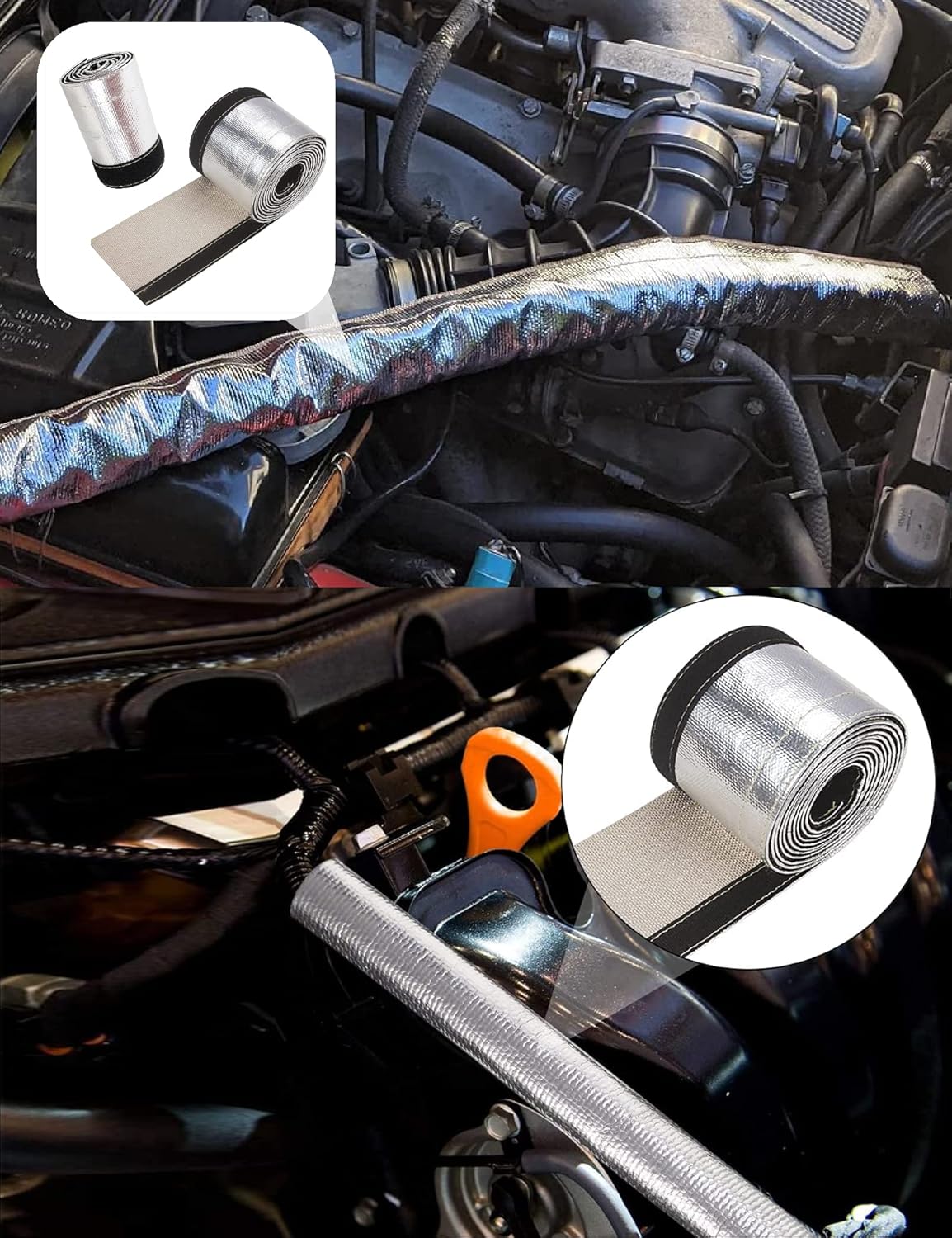 Funda de calor aluminizada para protección contra el calor, línea de combustible, cable de calor para la máxima protección contra el calor,