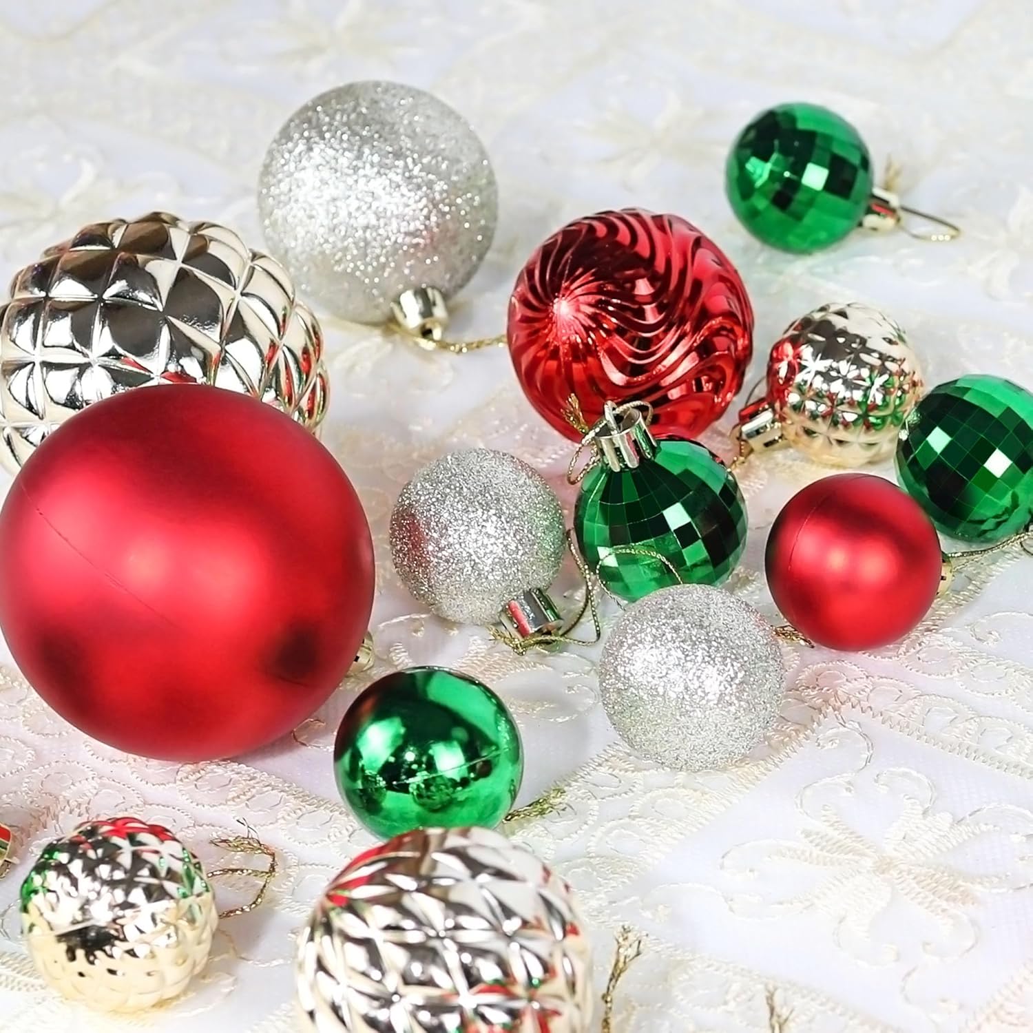 Annecy Adornos para árbol de Navidad, juego de 36 adornos de bolas de Navidad inastillables para Navidad, vacaciones, corona y decoraciones de