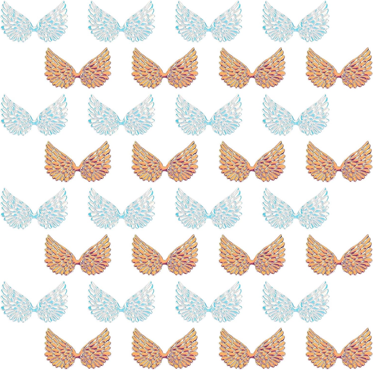 GORGECRAFT 40 piezas de alas de ángel láser de 2.5 pulgadas, parches de tela en relieve, apliques de 2 colores, mini alas para manualidades,